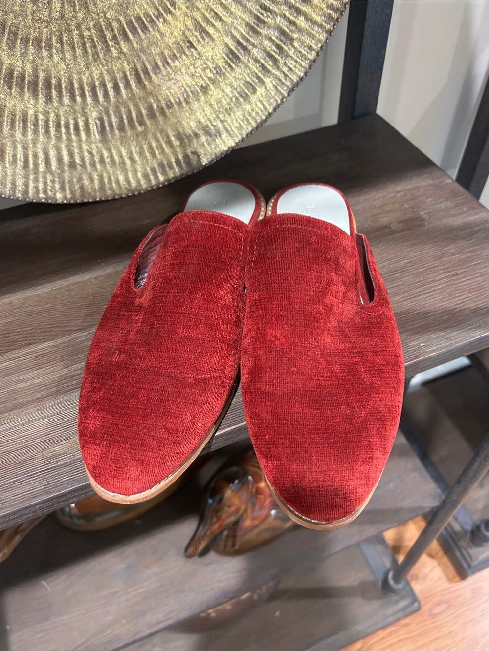 1. State - Red brushed Velvet Slip-On Loafers 8.5